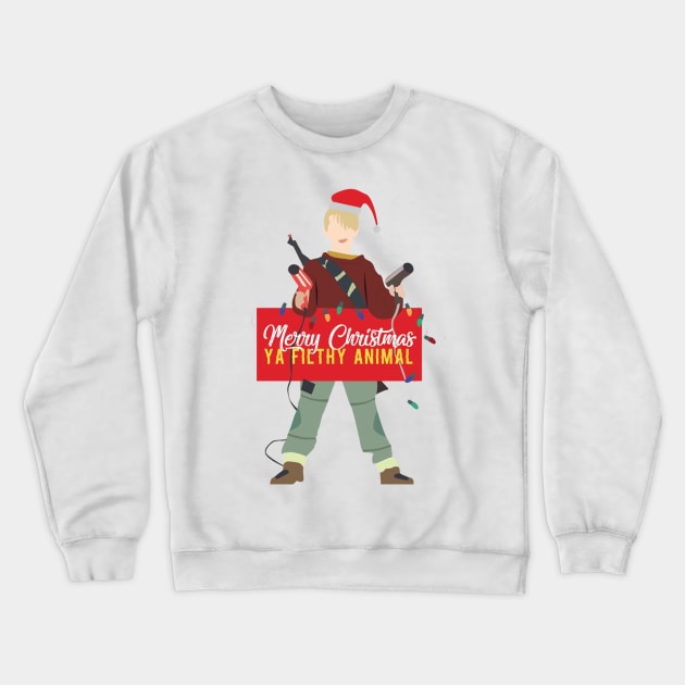 merry christmas ya filthy animal Crewneck Sweatshirt by kaefshop